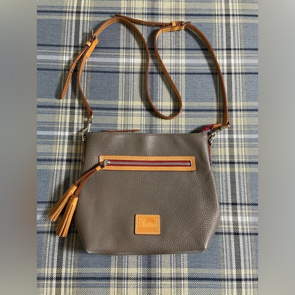 Dooney & Bourke Pebble Grain Small Tassel Crossbody Shoulder Bag - Slate Gray